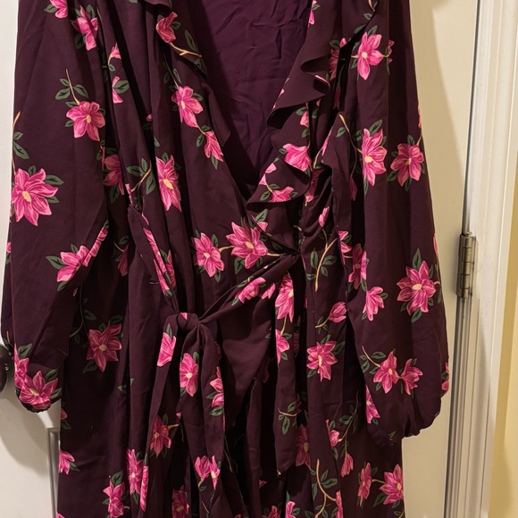 Draper James Purple Ruffled Wrap Dress with Bishop Sleeves - Picture 2 of 3